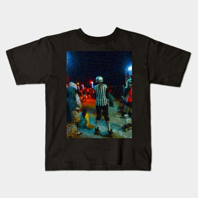 Night at the Roller Derby Kids T-Shirt by PictureNZ